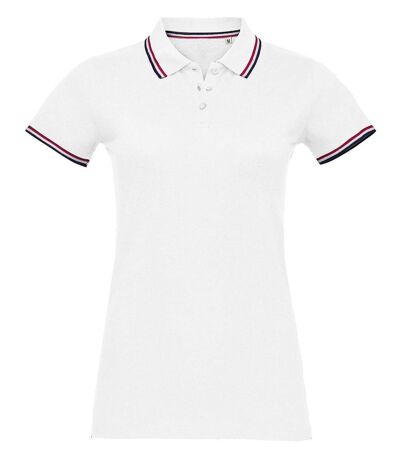 Polo homme liseret bleu blanc rouge - 02950 - blanc