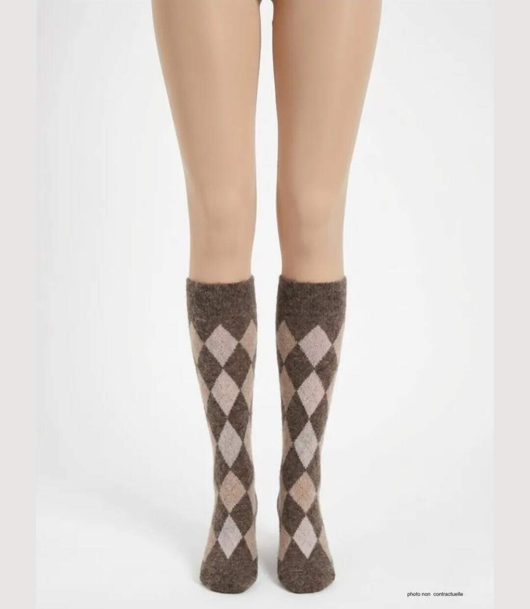 Mayflower CHO741 : Chaussettes mi-bas en angora marron pour une chaleur absolue-3