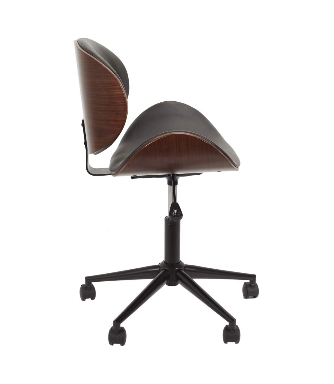 Chaise de bureau bois et PU à roulettes Reno-4