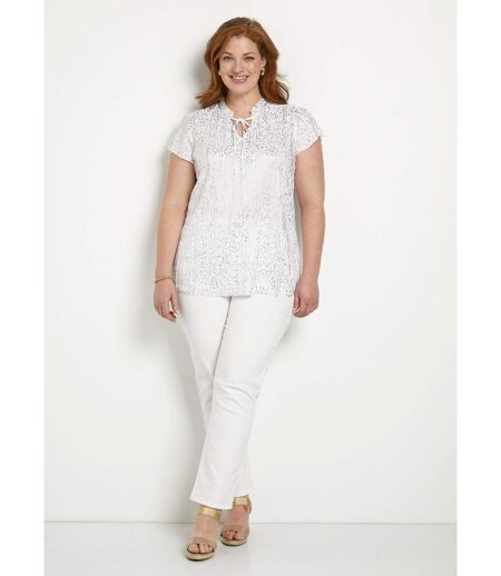 T-shirt long imprimé doré manches courtes