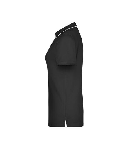 Polo Motif/style À Rayures Femme Noir Argenté Uni James And Nicholson