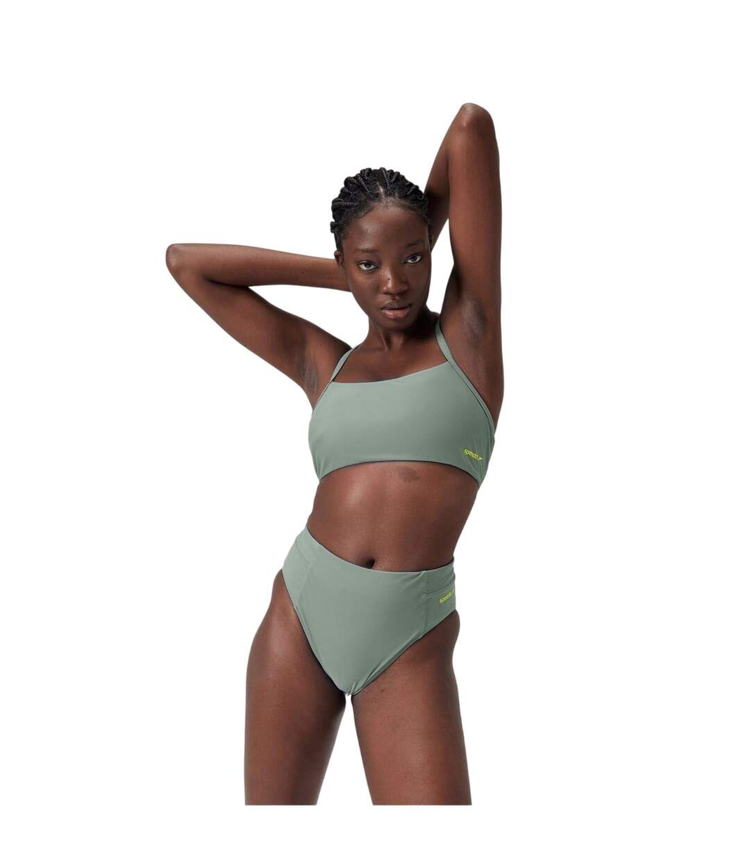 Bas De Maillot De Bain Uni À Taille Haute Femme Vert Speedo-4