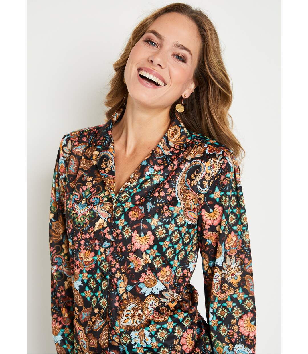 Chemisier blouson court imprimé col tailleur-4