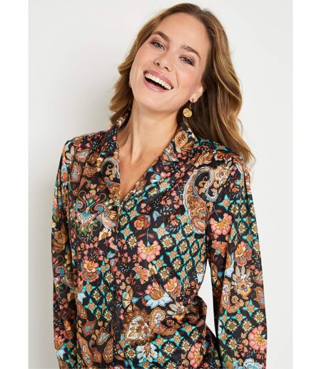 Chemisier blouson court imprimé col tailleur