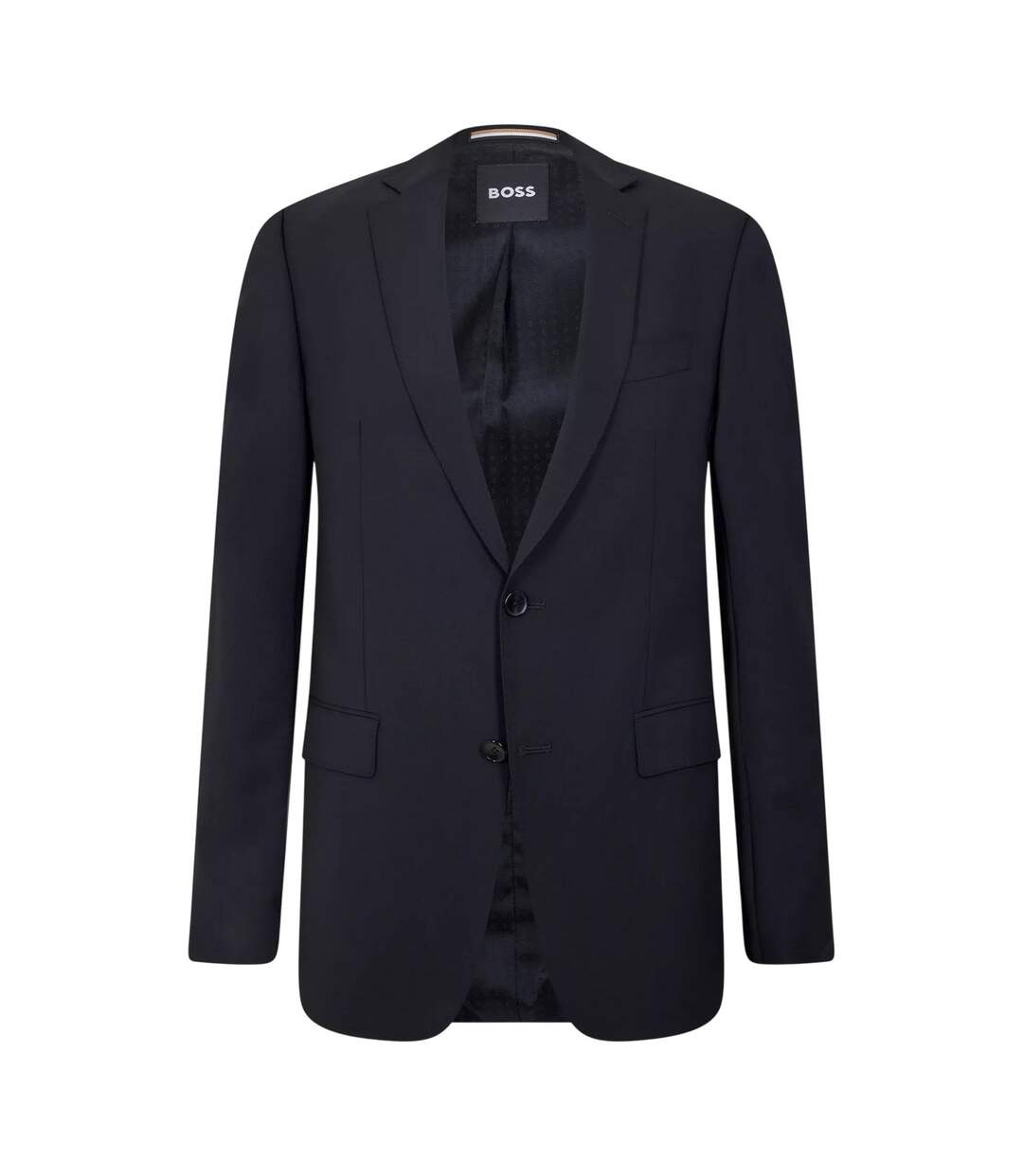 Mens Lapel Single-breasted Blazer Black Boss-1