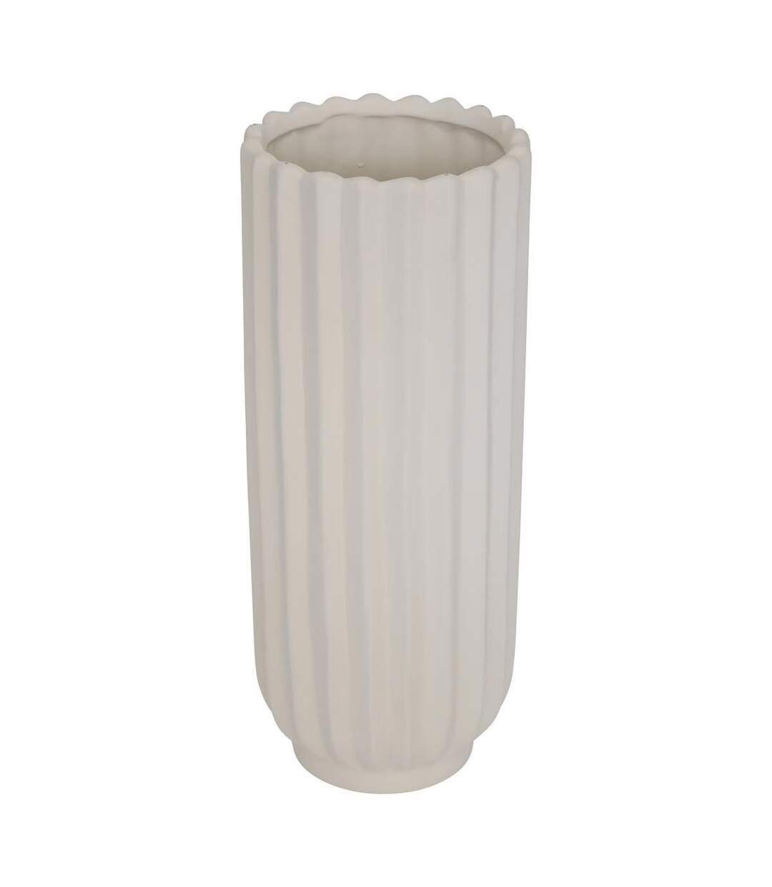 Vase en Céramique Strié Fernan 36,5cm Blanc-1