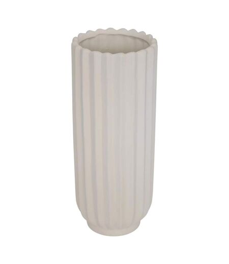 Vase en Céramique Strié Fernan 36,5cm Blanc