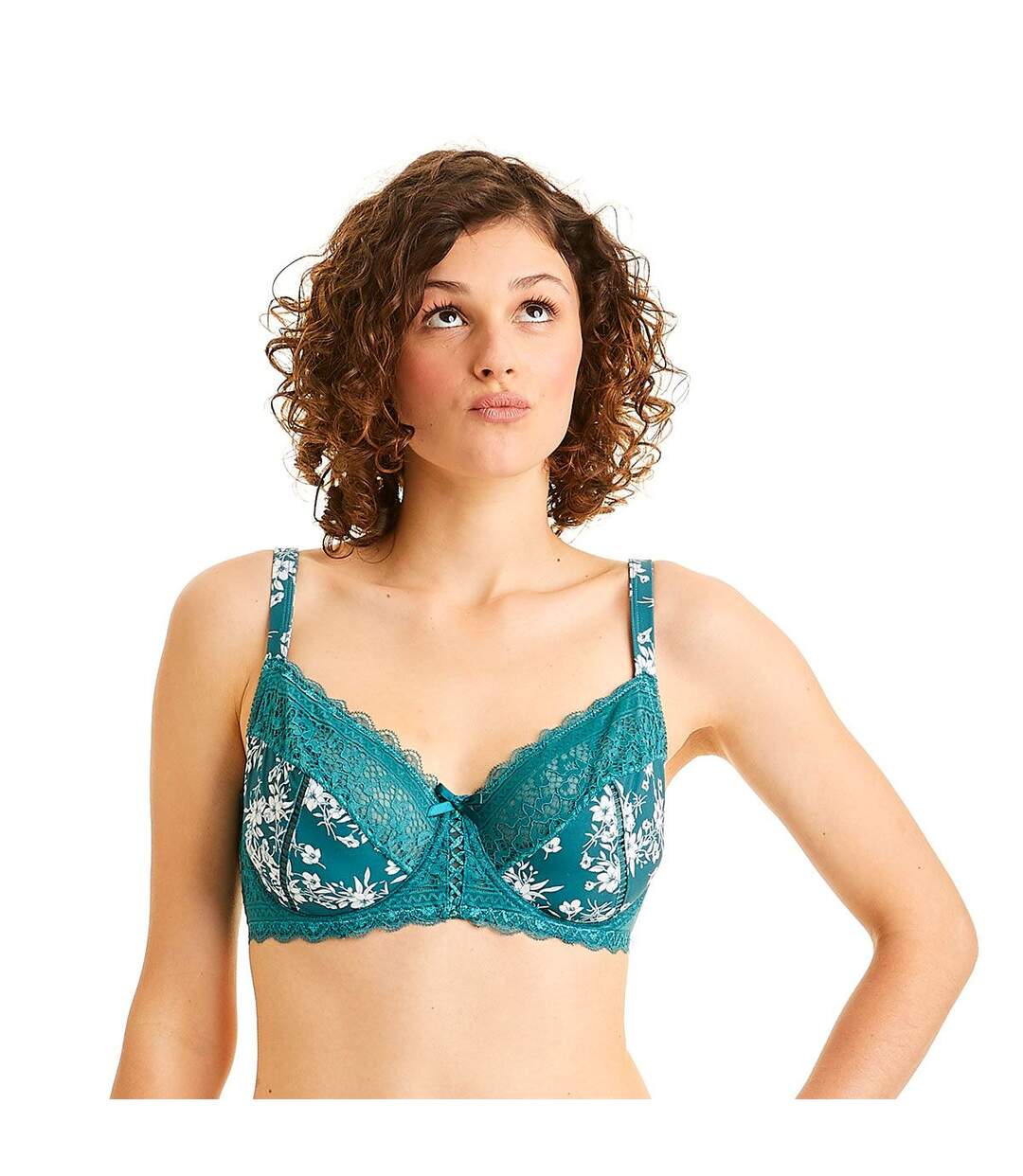 Soutien-gorge grand maintien vert/ivoire Elena