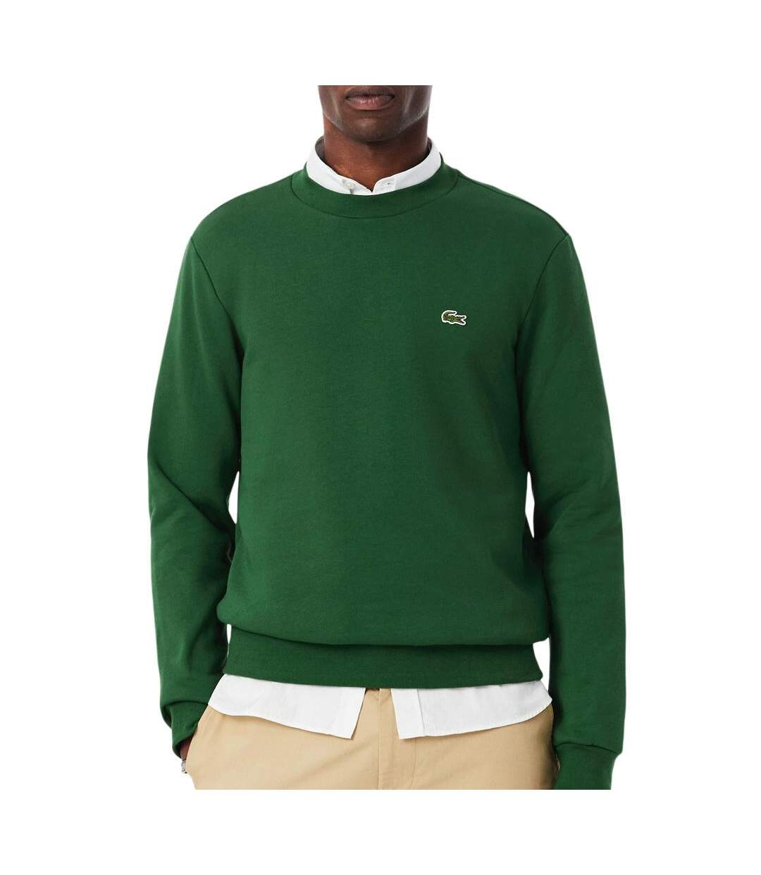 Sweat vert foncé homme lacoste sh9608-1