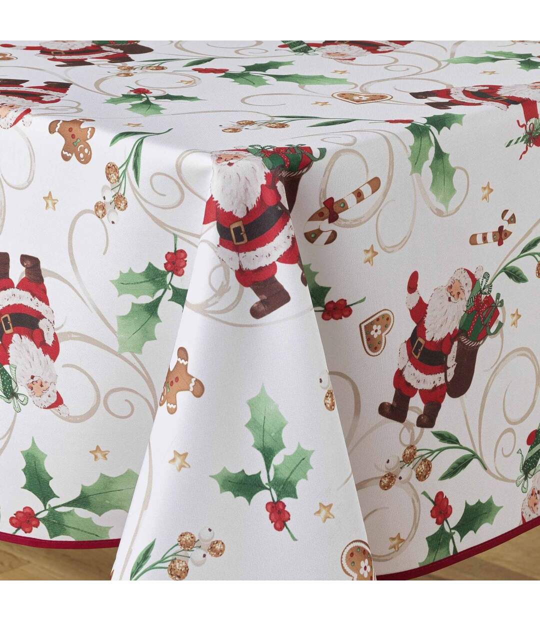 Nappe Antitache Imprimé Père-Noël 150x300cm Blanc-3