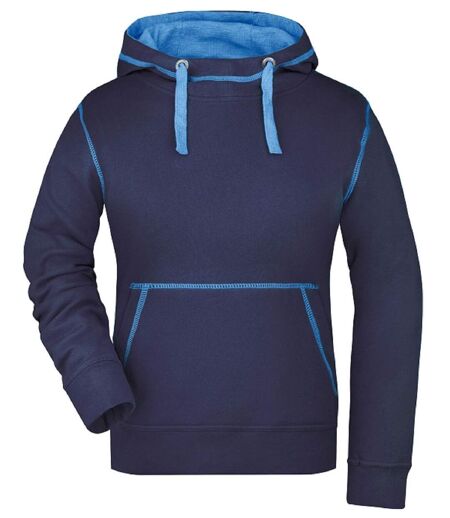 Sweat shirt à capuche femme - JN960 - bleu marine et cobalt