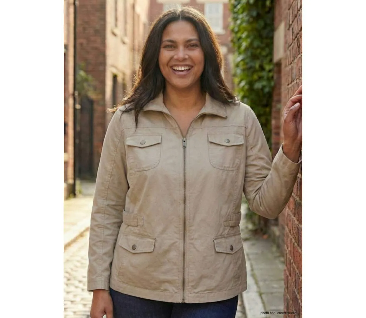 Veste Saharienne Femme Grande Taille AXMANGA2 Beige-1