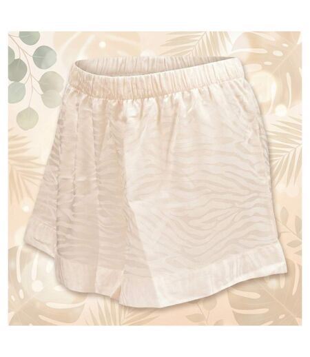 OZABI Pyjama Femme Short Satiné Boutonné Motif Zèbre Toucher Soie