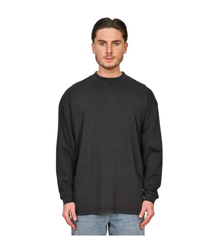 Mens acid wash combed ringspun cotton extended neckline oversized long-sleeved t-shirt acid black Casual Classics