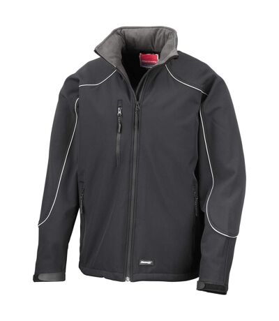 Mens Ice Fell Hooded Soft Shell Jacket Black Black WORK-GUARD By Result