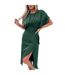 Robe Mi-longue Manches Chauve-souris Femme Bleu Sarcelle AX Paris-4