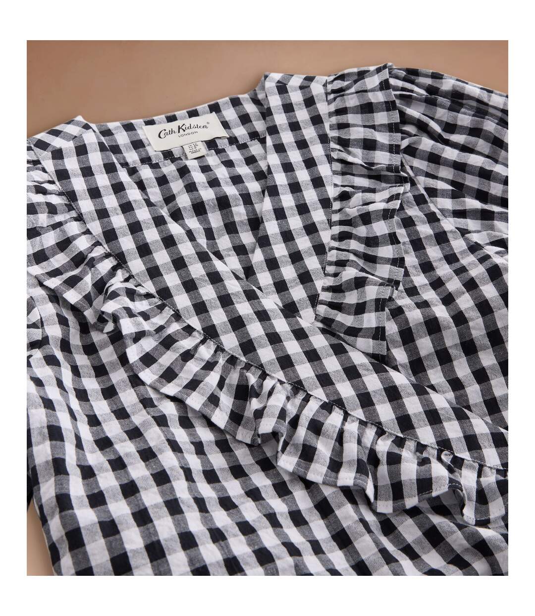 Blouse Manches Bouffantes Motif/style À Carreaux Femme Noir Blanc Cath Kidston-3