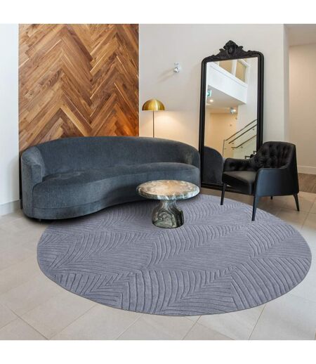 Tapis rond fait à la main en laine motif faux uni FOLIA