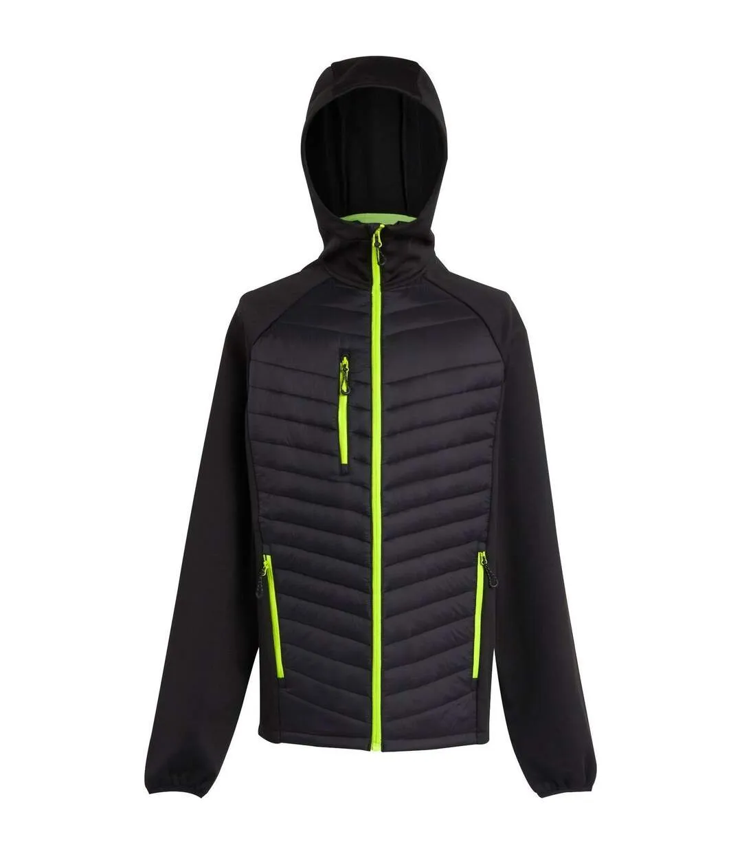 Mens Navigate Quilted Hybrid Jacket Black Lime Green Regatta-2