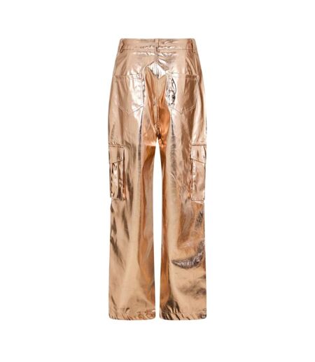 Pantalon À Poches Motif/style Métallisé Femme Rose Doré AmyLynn