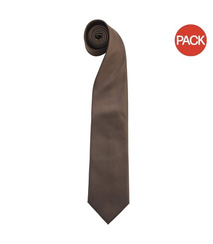 Pack of 2  Mens “colors plain fashion / business tie  one size brown Premier