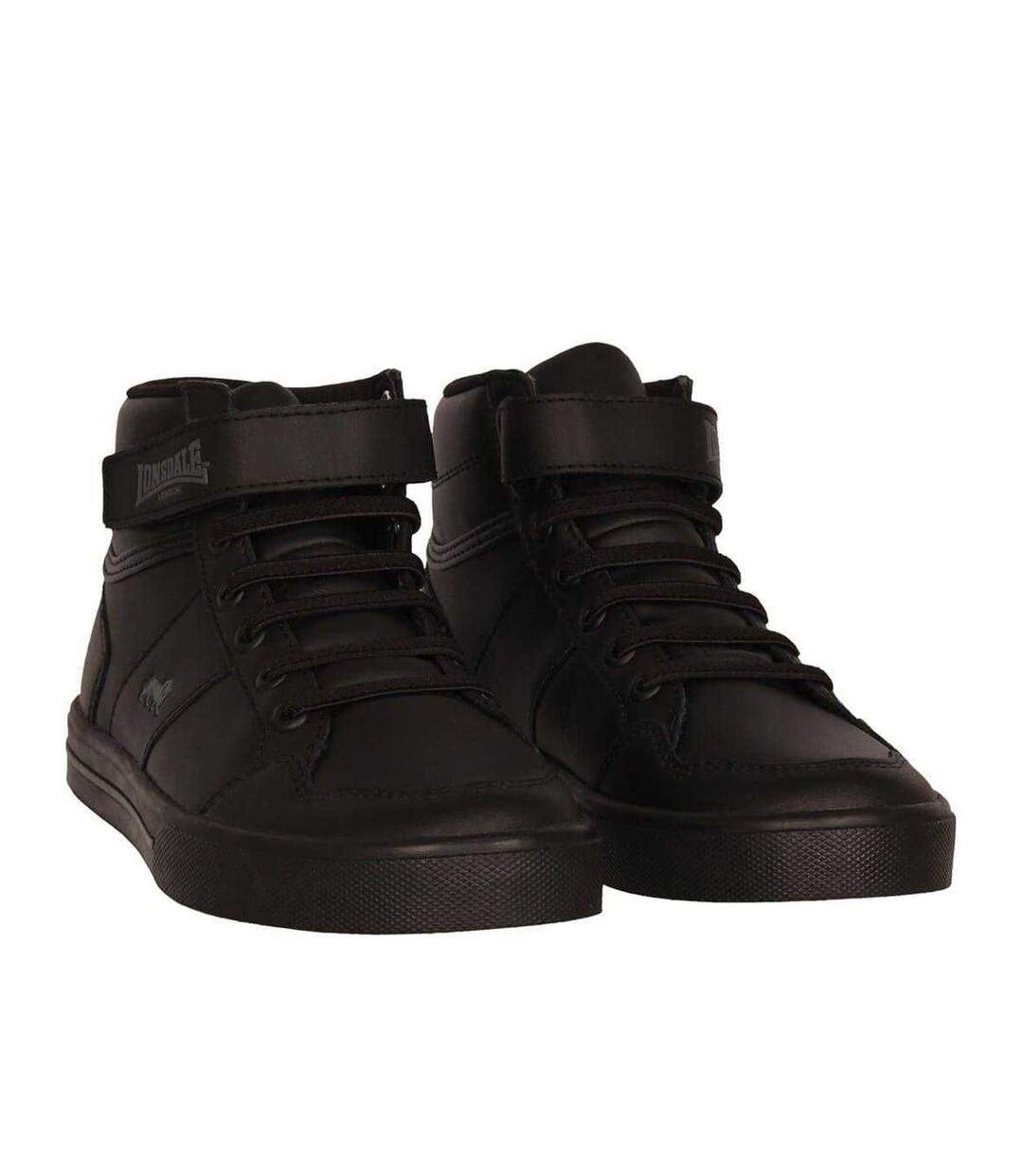 Childrens/kids Canons Trainers Black Charcoal Lonsdale-1