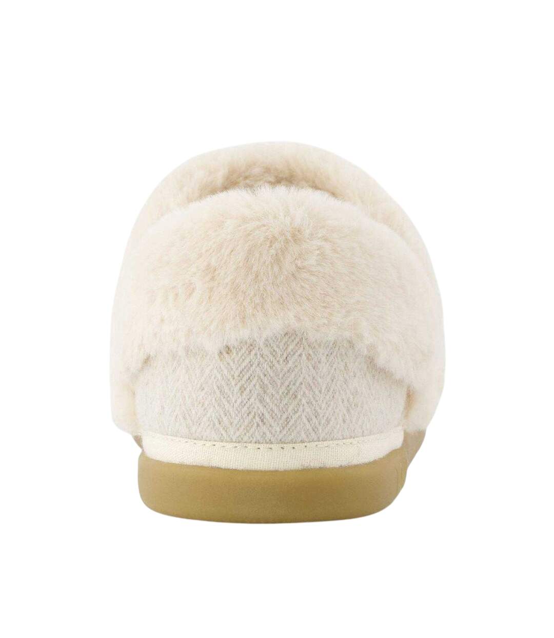 Womens/ladies Oslo Herringbone Faux Fur Lined Slippers Natural Toms-2