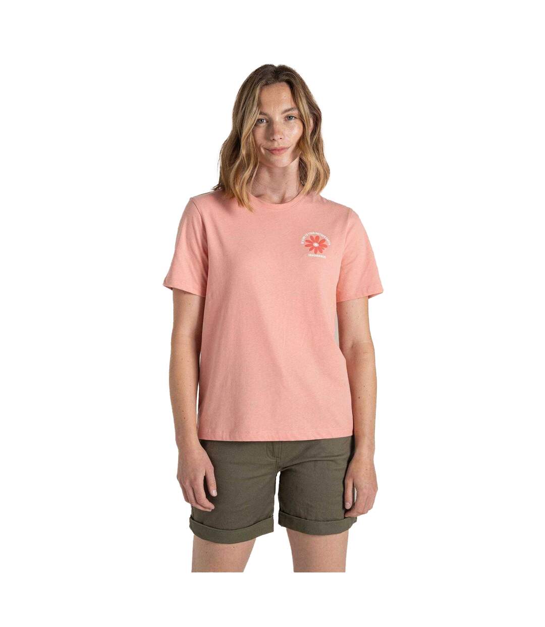 T-shirt Manches Courtes Motif/style Marguerite Malibo Femme Corail Clair Floral Craghoppers-2