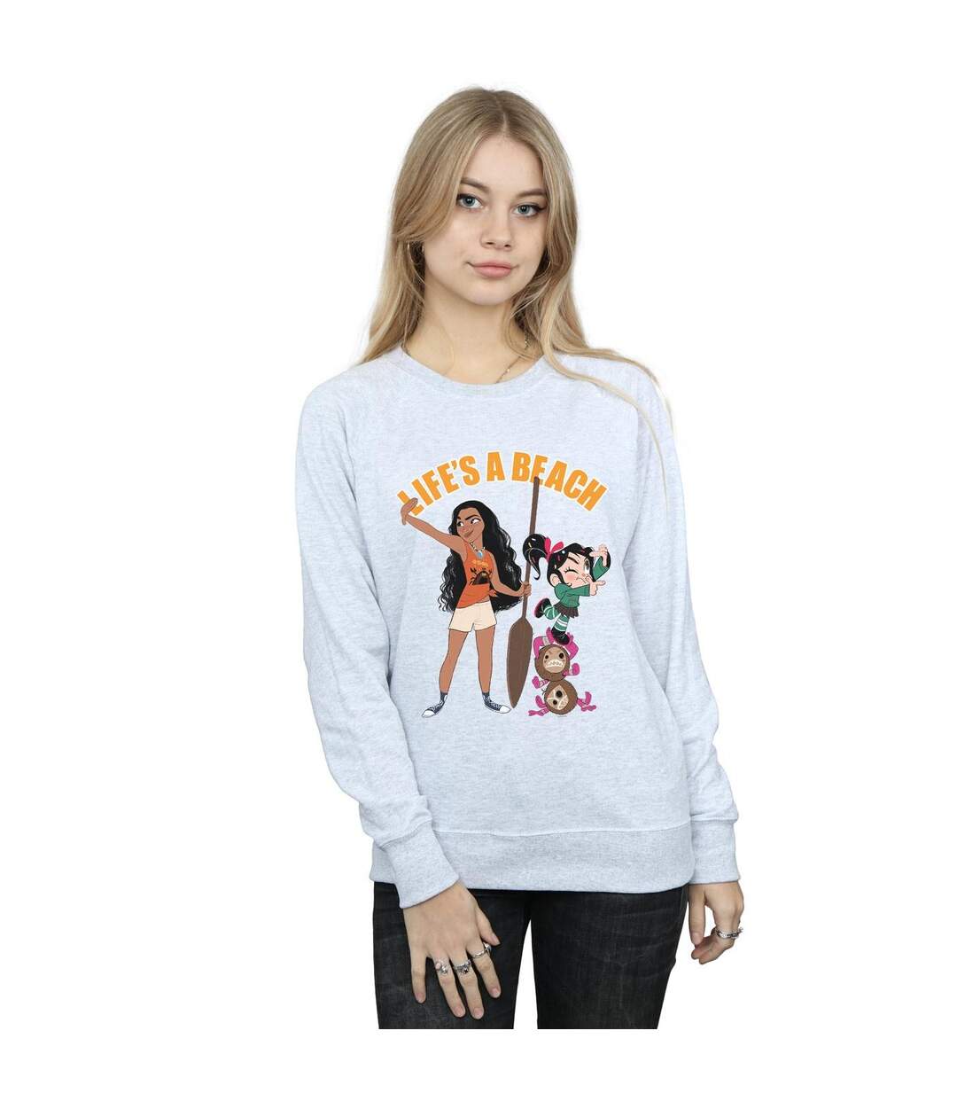 Disney Sweatshirt Womens/Ladies Wreck It Ralph Moana And Vanellope (Gris sportif) - UTBI43207-2