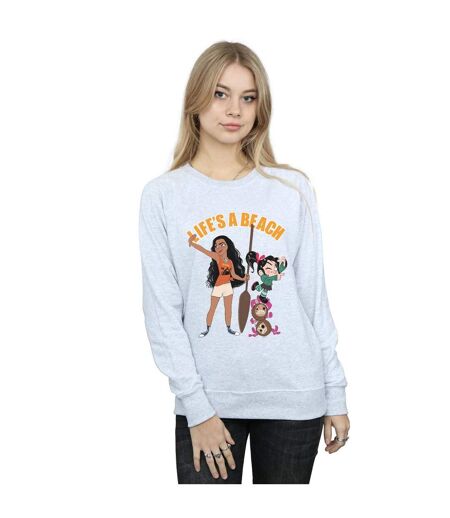 Disney Sweatshirt Womens/Ladies Wreck It Ralph Moana And Vanellope (Gris sportif) - UTBI43207