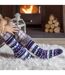 Ladies Fairisle Nordic Winter Non Slip Thermal Slipper Socks-3