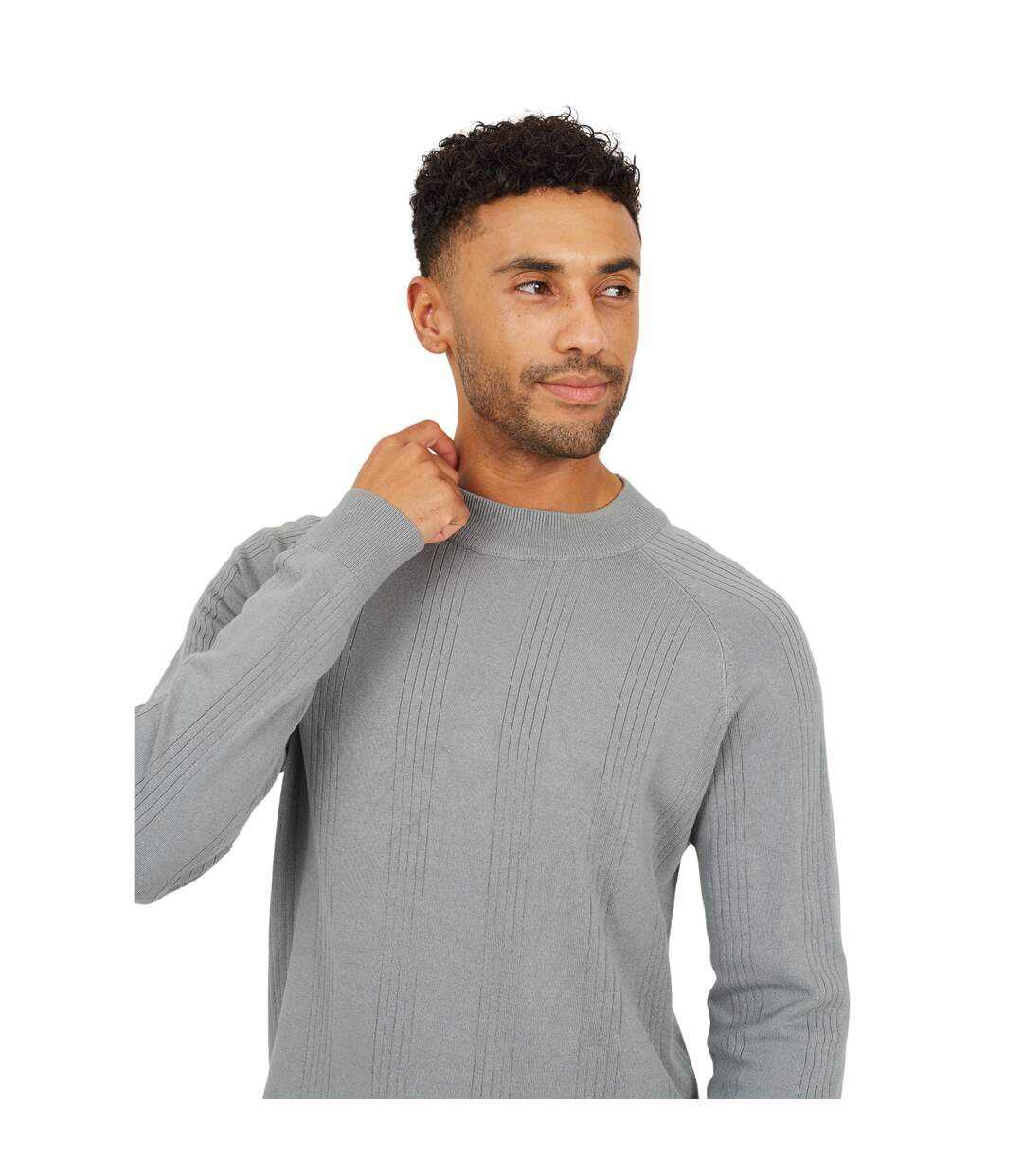 Pull Manches Longues Homme Gris Pâle Chiné Brave Soul-4