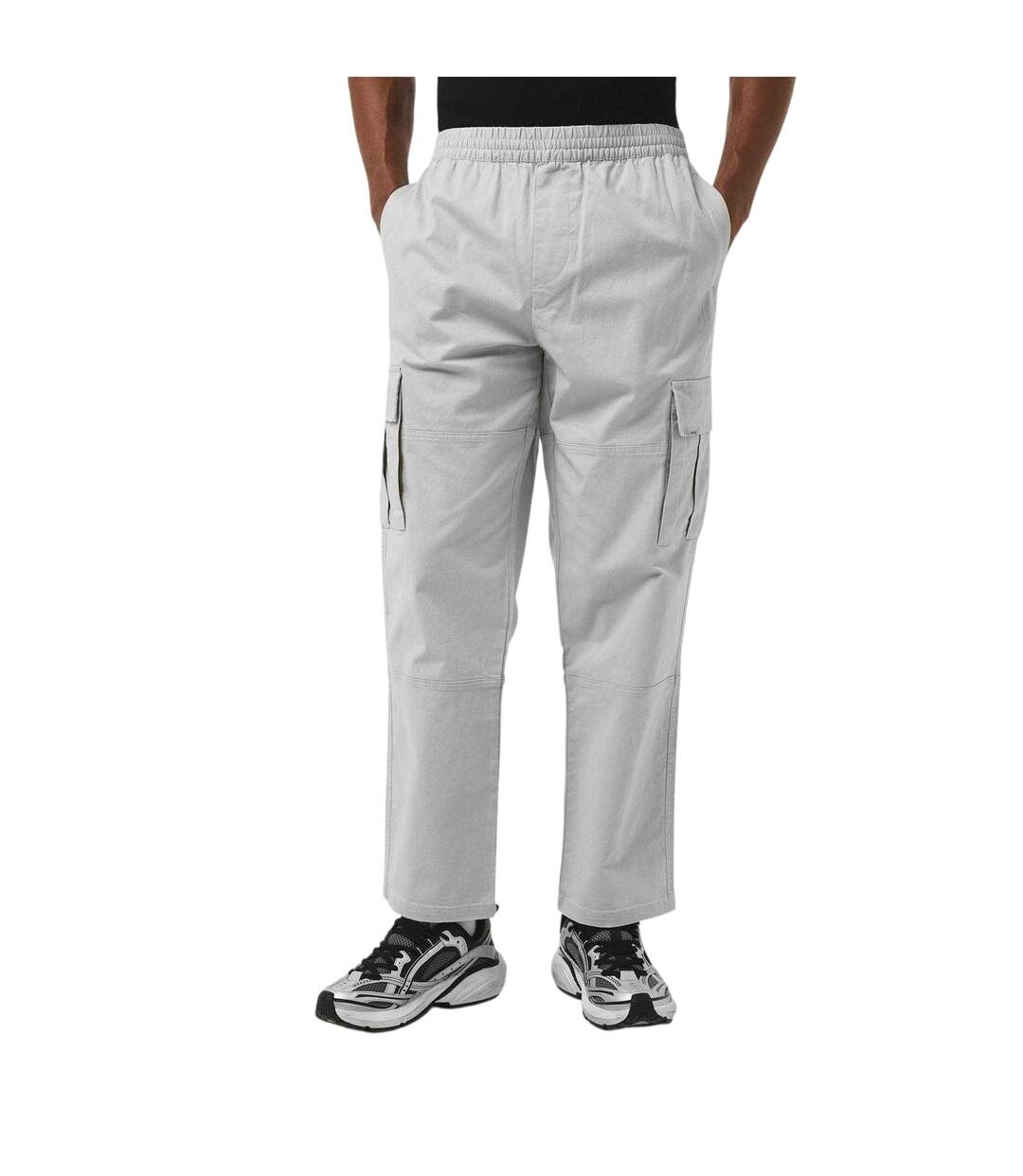Mens Elasticated Waist Cargo Trousers Stone Represent-3