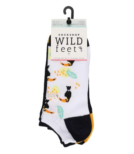 Wild Feet - 3 Pk Ladies Novelty Animal Themed Trainer Socks