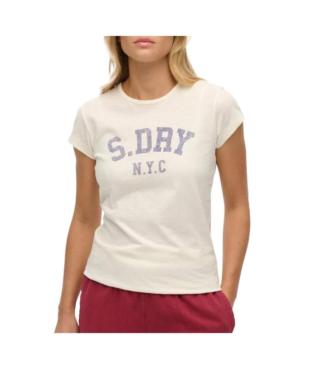 T-Shirt beige femme superdry athletic - l-1