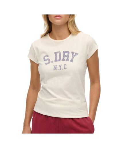 T-Shirt beige femme superdry athletic - l