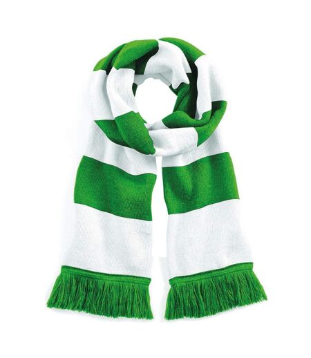 Beechfield Varsity Unisex Winter Scarf (Double Layer Knit) (Kelly Green / White) (One Size) - UTRW2031