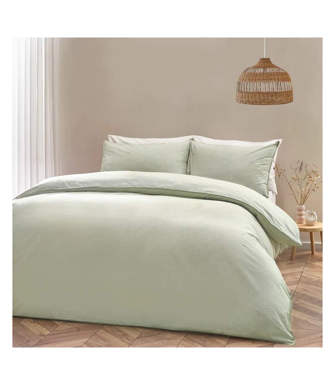 Heaton cotton stripe duvet cover set khaki green Yard-1