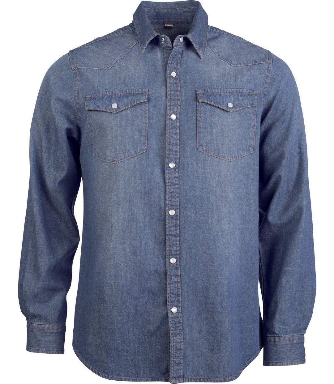 Chemise denim manches longues - K519 - bleu - homme