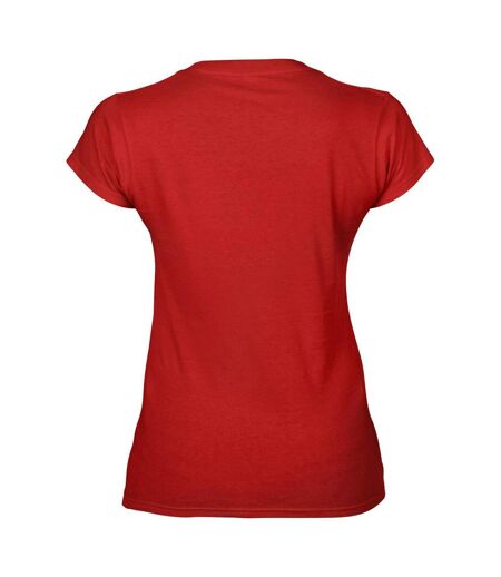 T-shirt À Manches Courtes Et Col En V Femme Rouge Gildan