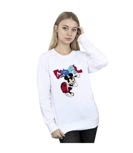 Disney Sweatshirt Mickey Mouse Goal Striker Pose Femme/Ladies (Blanc) - UTBI28802