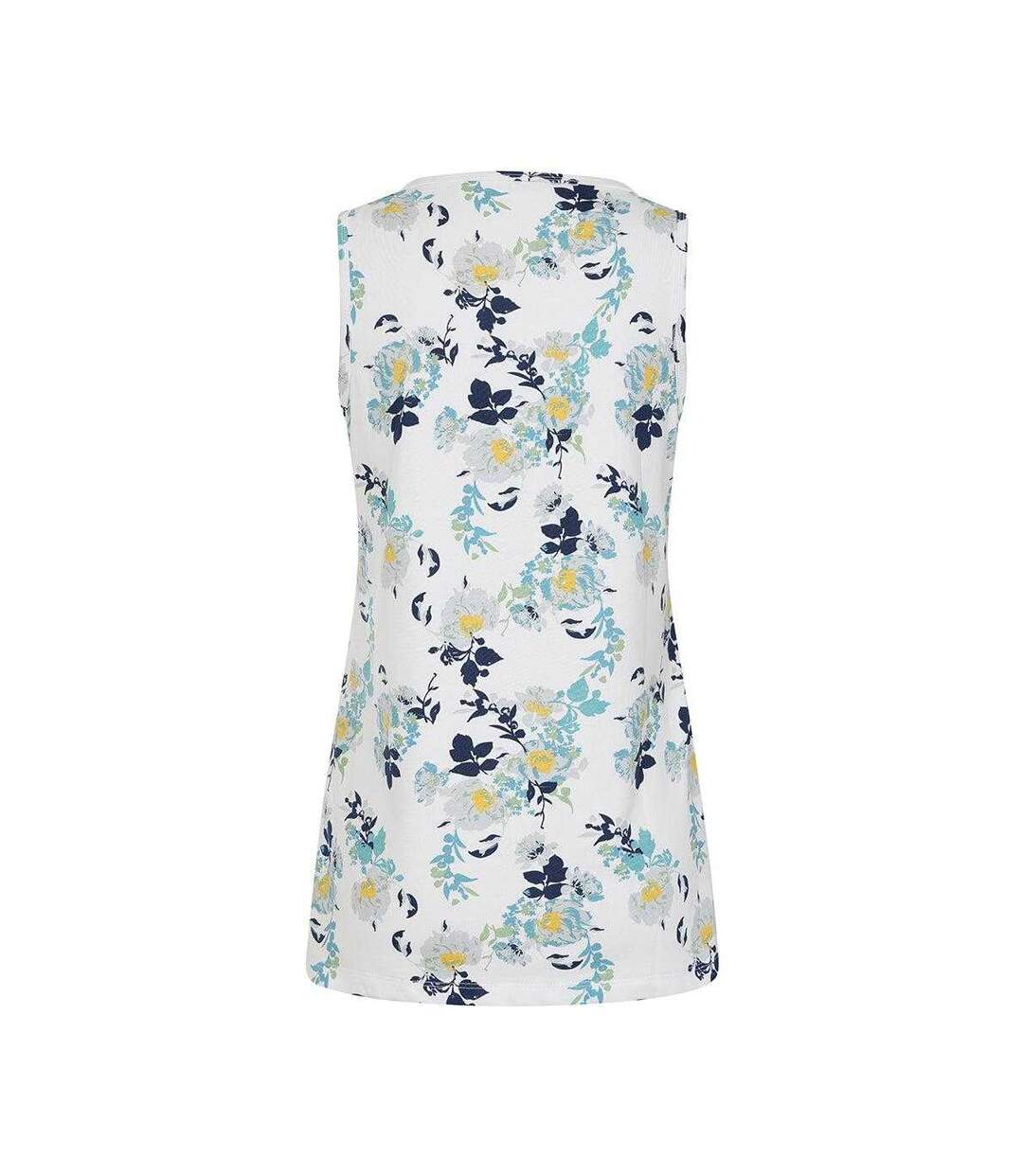 Womens/ladies Fleur Printed Vest Top Blue White Yellow Lazy Jacks-3