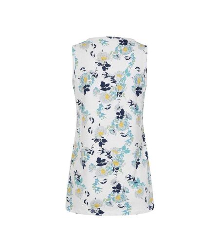 Womens/ladies Fleur Printed Vest Top Blue White Yellow Lazy Jacks