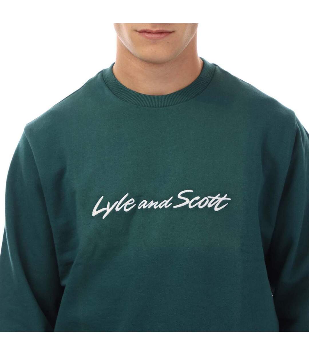 Sweat Col Ras-du-cou Motif/style Texte Homme Vert Blanc Lyle & Scott-2