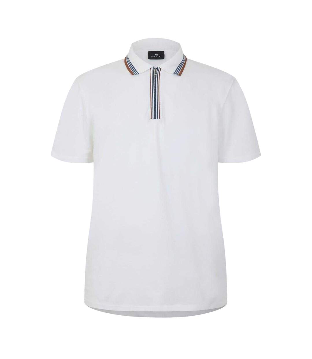 Mens Quarter Zip Polo Shirt White Paul Smith-2
