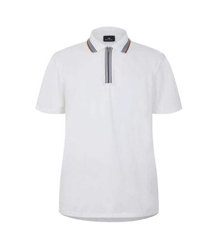 Mens Quarter Zip Polo Shirt White Paul Smith