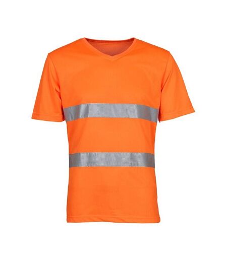 Mens cool super hi-vis lightweight v neck safety t-shirt orange Yoko