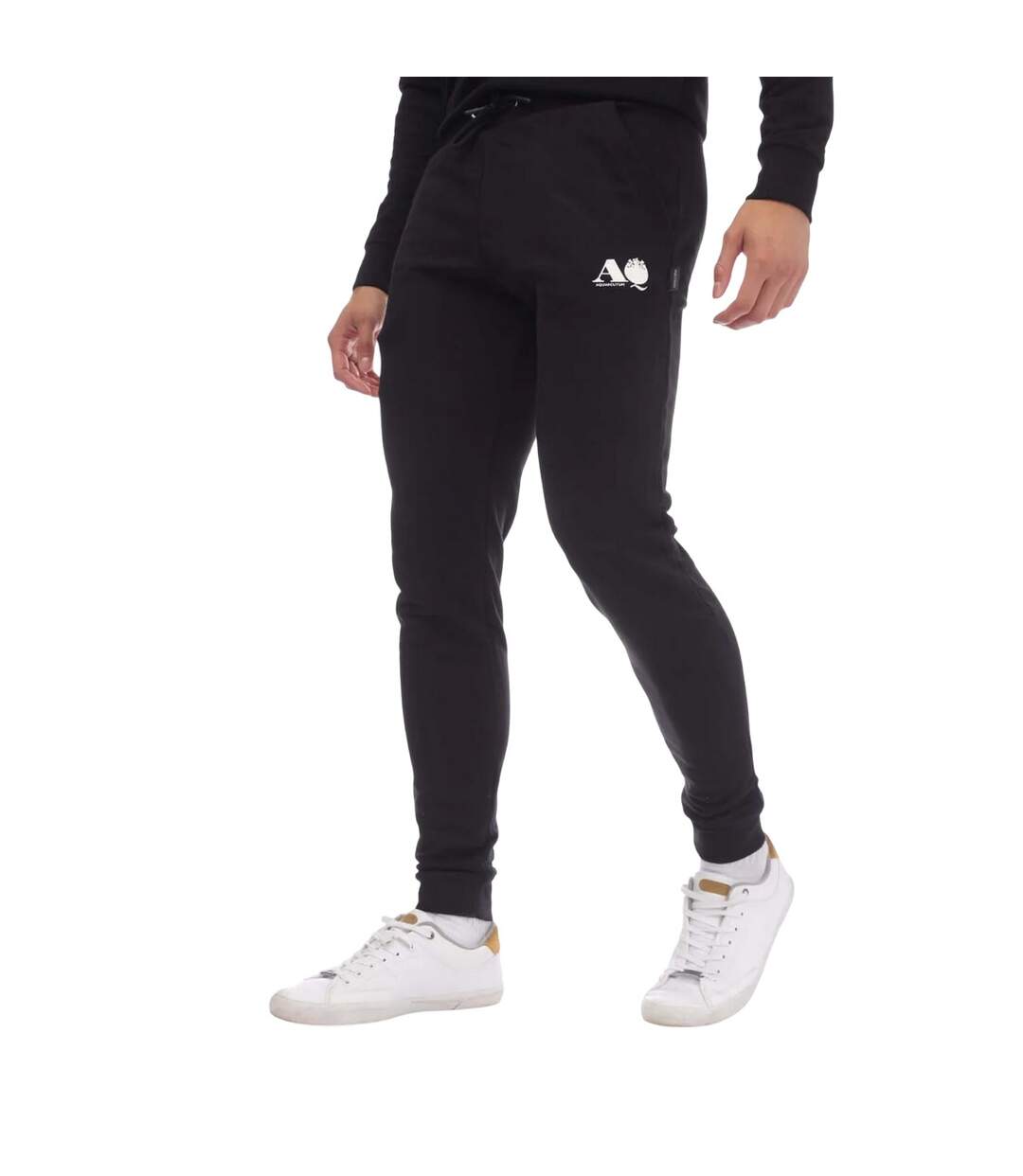 Mens Logo Jogging Bottoms Black Aquascutum-1