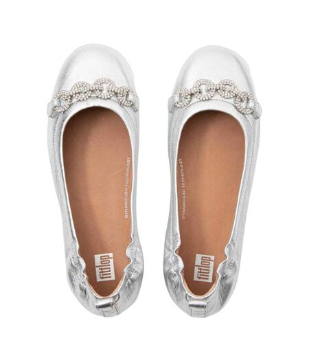 Womens/ladies Allegro Sparkle Ballerina Flats Silver Fit Flop