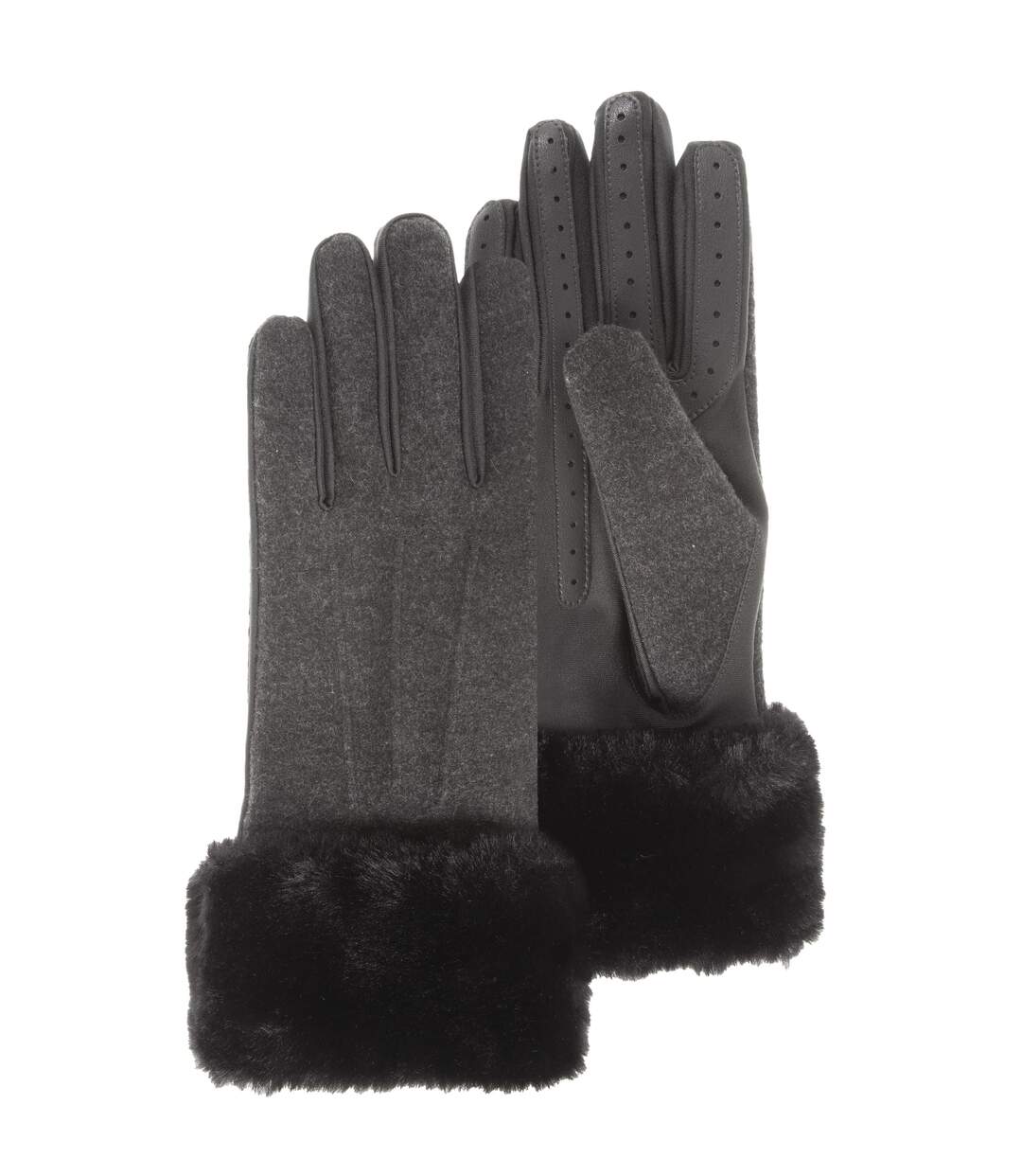 Isotoner Gants femme tactiles bord fausse fourrure - doublés polaire-1